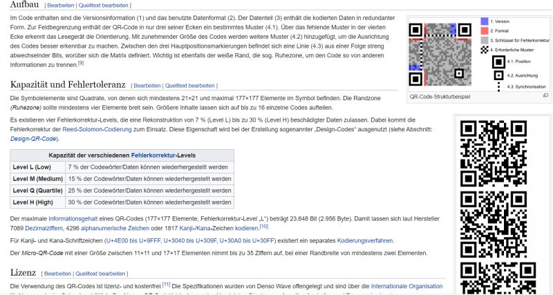 Covid Certificate: Wikipedia entry on QR Code